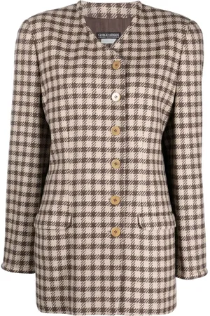 Giorgio Armani 1980s houndstooth V-neck blazer