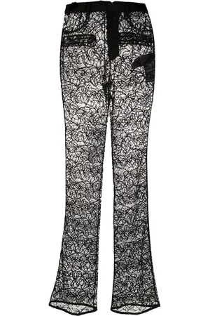Saint Laurent Straight-leg floral lace trousers