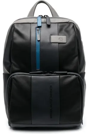 Piquadro Leather embroidered-logo backpack