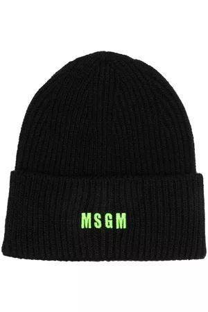 Msgm Men Beanies - Embroidered logo knitted beanie