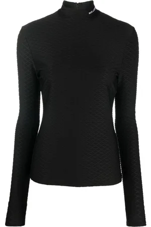 Karl Lagerfeld Logo-embroidered textured long-sleeved top