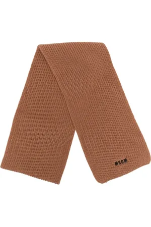 Msgm Embroidered-logo knitted scarf