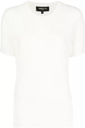 Paule Ka Textured-knit short-sleeved top