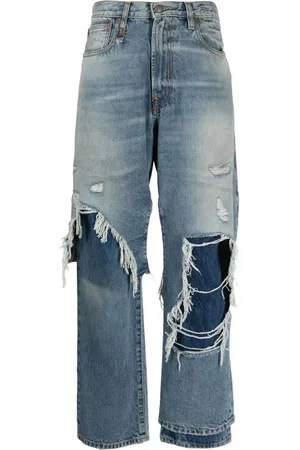 R13 Distressed wide-leg jeans