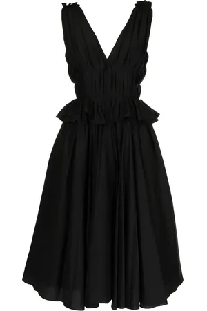 pushBUTTON V-neck midi dress