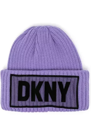 DKNY Girls Hats - Logo-patch ribbed hat
