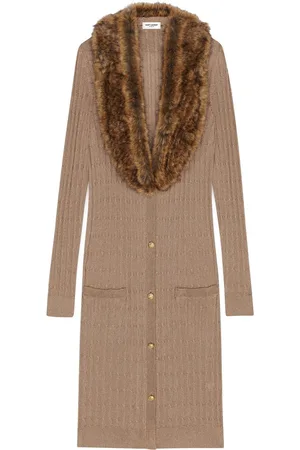 Saint Laurent Faux fur-collar cardi-coat