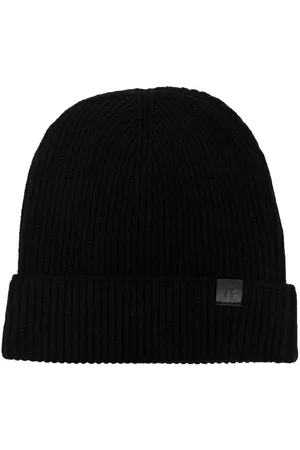 TOM FORD Men Beanies - Logo-patch ribbed-knit beanie