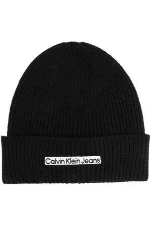 Calvin Klein Institutional-patch knit beanie