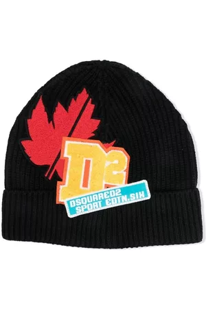 Dsquared2 Boys Beanies - Patch-detail ribbed-knit beanie