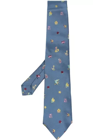 Etro Men Bow Ties - Logo-embroidered silk tie