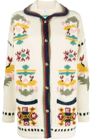 Etro Geometric floral intarsia-knit cardigan