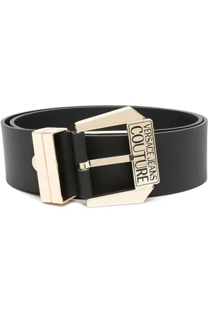 VERSACE Engraved-logo leather belt