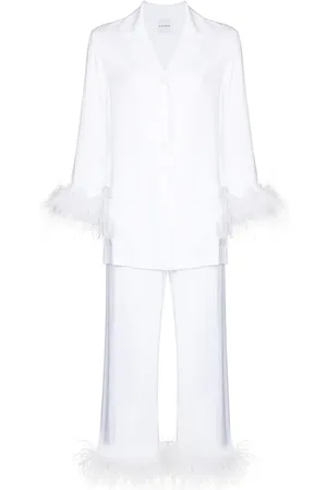 Sleeper Feather-trim two-piece pyjama