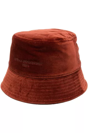Stella McCartney Embroidered-logo reversible velvet bucket hat