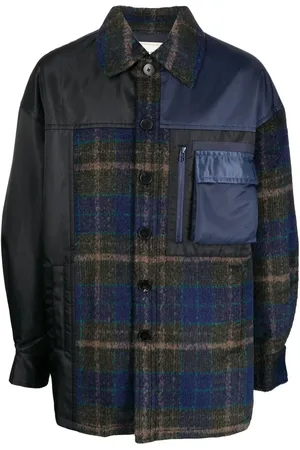 Feng Chen Wang Panelled plaid button-up jacket