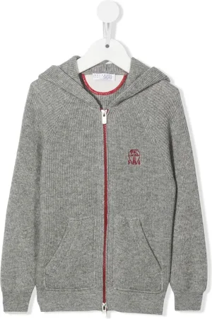 Brunello Cucinelli Embroidered-logo hooded cardigan