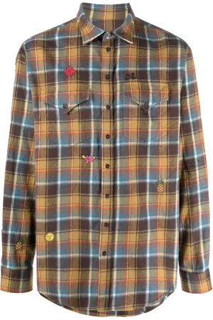 Dsquared2 Embroidered-detail plaid-check print shirt