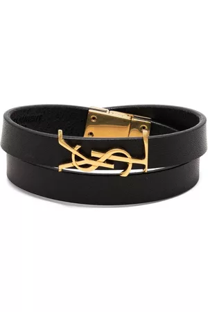 Saint Laurent YSL logo-plaque leather bracelet