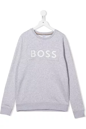 HUGO BOSS Boys Sweatshirts - Logo-debossed crew neck sweatshirt