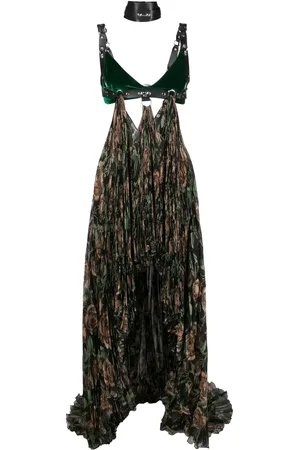 Roberto Cavalli Patterned pleated maxi dress