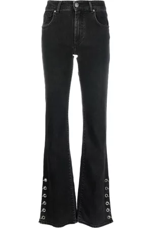 John Richmond Flared eyelet-detail denim jeans