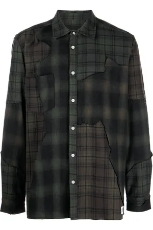 MOSTLY HEARD RARELY SEEN Plaid-check patchwork shirt