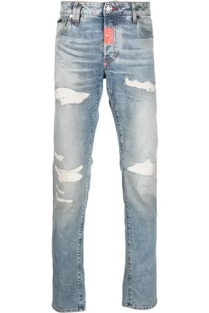 Philipp Plein Distressed straight-leg jeans