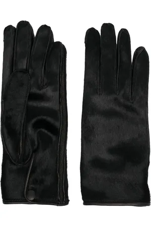 Maison Margiela Signature-stitch logo pony-hair gloves
