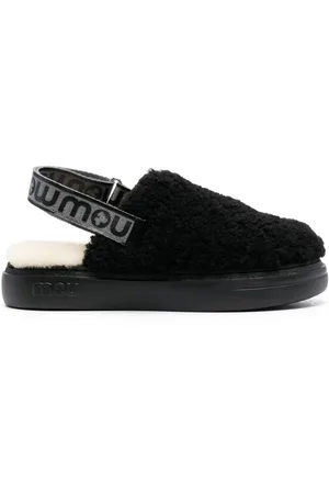 Mou Shearling slingback-strap slippers