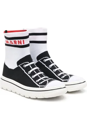Marni TEEN intarsia-knit high-top sneakers