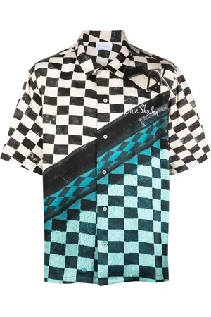 BLUE SKY INN Embroidered-logo checked shirt