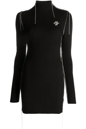OFF-WHITE Embroidered-logo knit dress