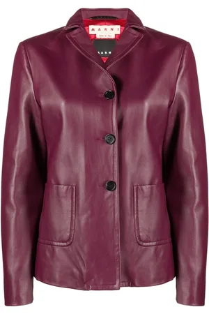 Marni V-neck button leather jacket