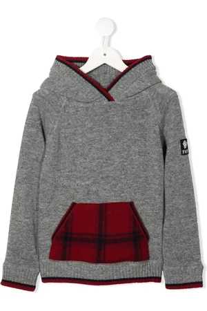 FAY Logo-patch fine-knit hoodie