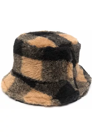 Stand Studio Women Hats - Faux-fur checked bucket hat