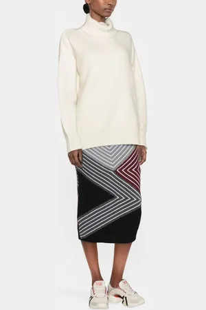 Stella McCartney 3D stripes wool midi skirt