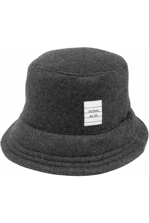Thom Browne Men Hats - Logo-patch cashmere bucket hat