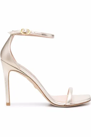 Stuart Weitzman Square-toe metallic-effect sandals