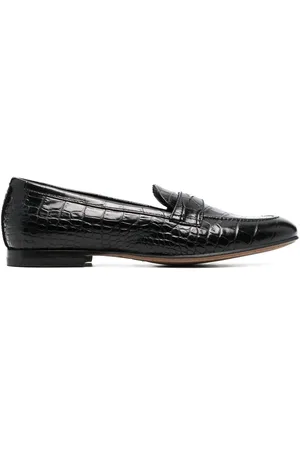 Scarosso Crocodile-effect leather loafers
