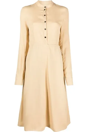 Jil Sander Collarless long-sleeve midi dress