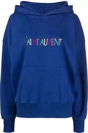 Saint Laurent Embroidered-logo long-sleeve hoodie