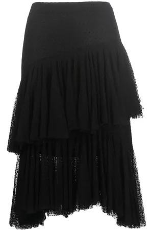 Serafini Tiered asymmetric midi skirt