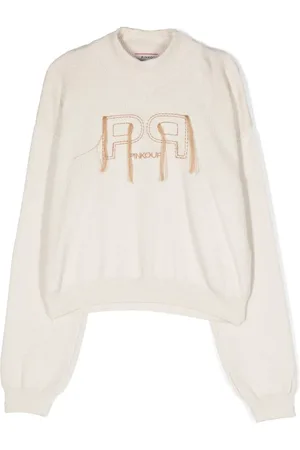 Pinko TEEN embroidered-logo crew-neck jumper