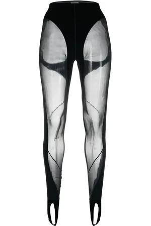 MUGLER X Wolford mesh-panelled stirrup leggings