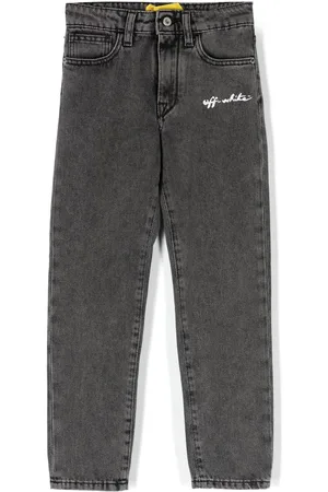 OFF-WHITE Logo-print straight-leg jeans
