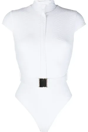 Noire Swimwear Belted cap-sleeve swimsuit