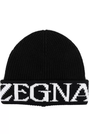 Z Zegna Men Beanies - Logo knit wool beanie
