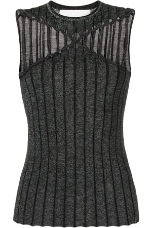 DION LEE Braided-detail knit top