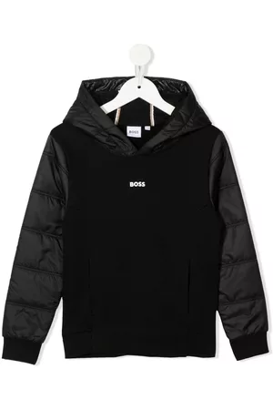 HUGO BOSS Boys Hoodies - Quilted logo-print hoodie